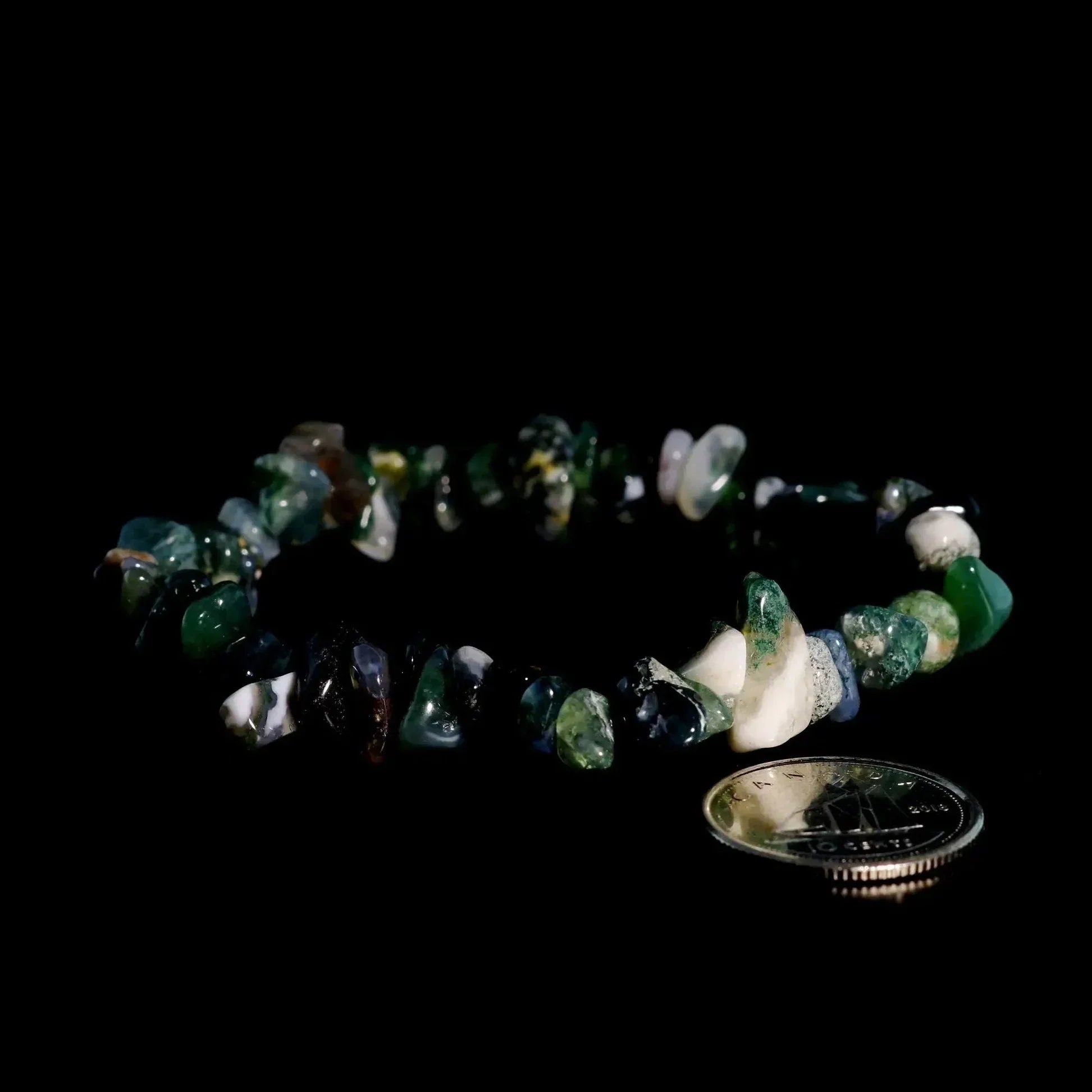 Green moss agate crystal bracelet for growth, prosperity and new beginnings