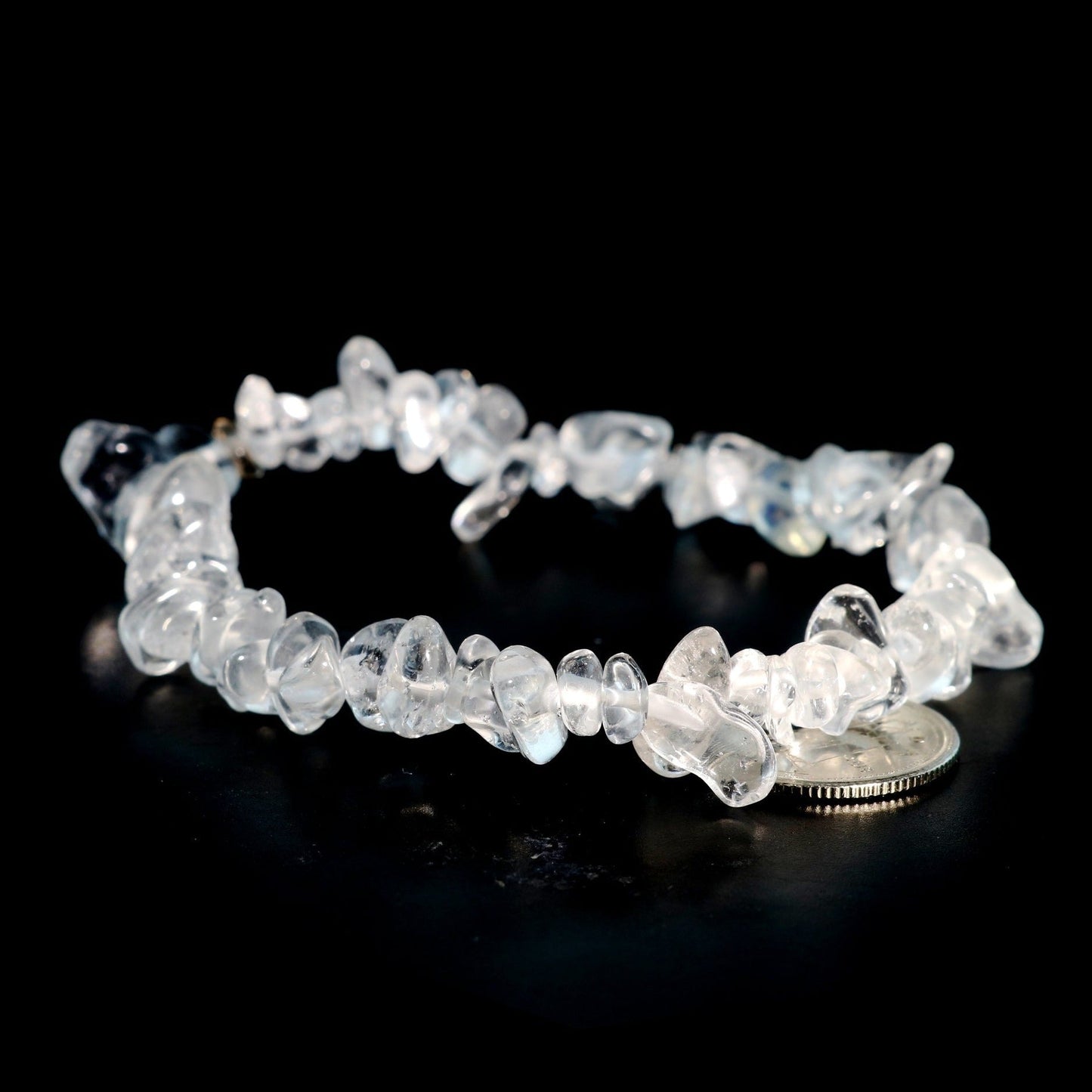 Amplifying clear quartz bead bracelet for positive energy and protection