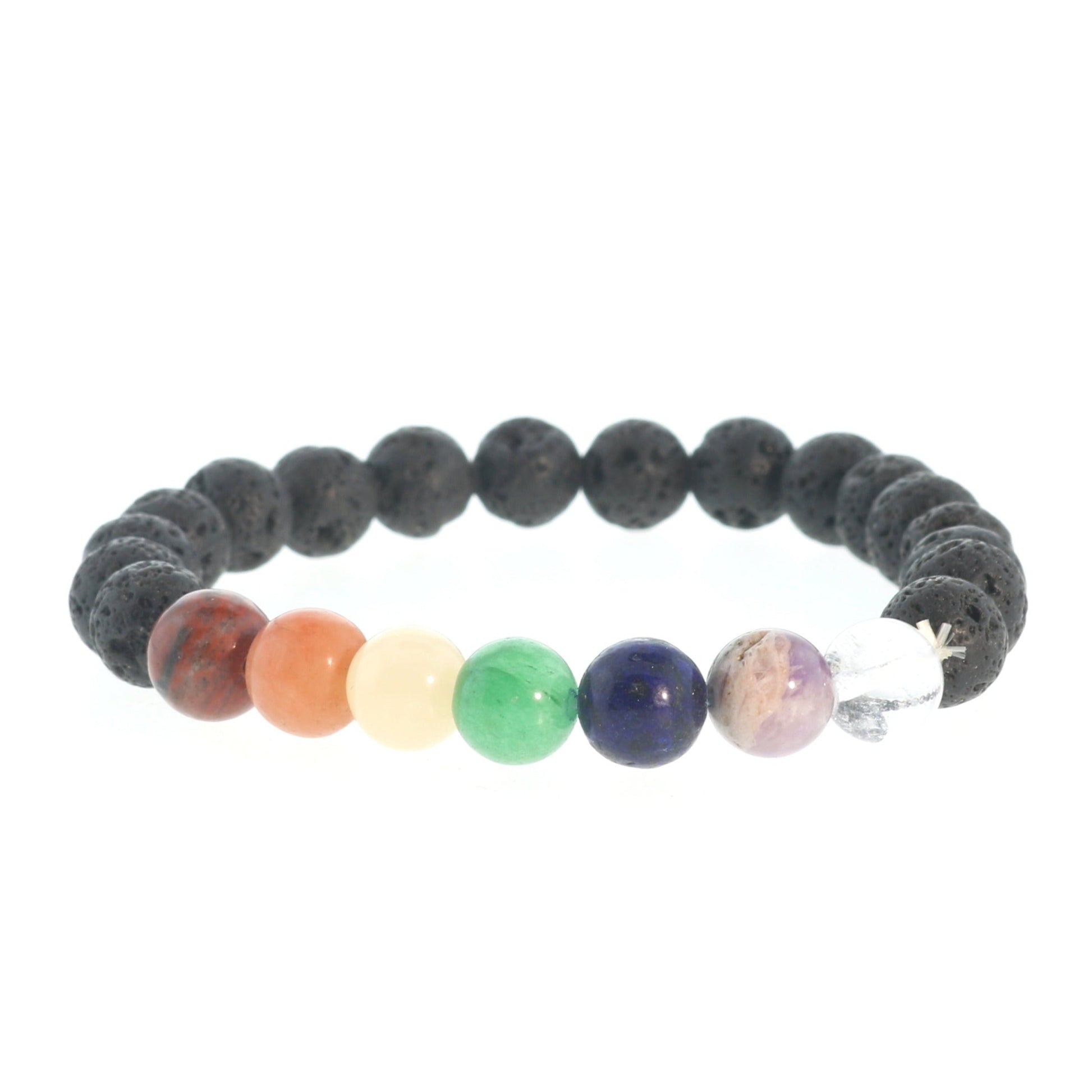 All seven chakras lava bracelet for spiritual balance and grounding