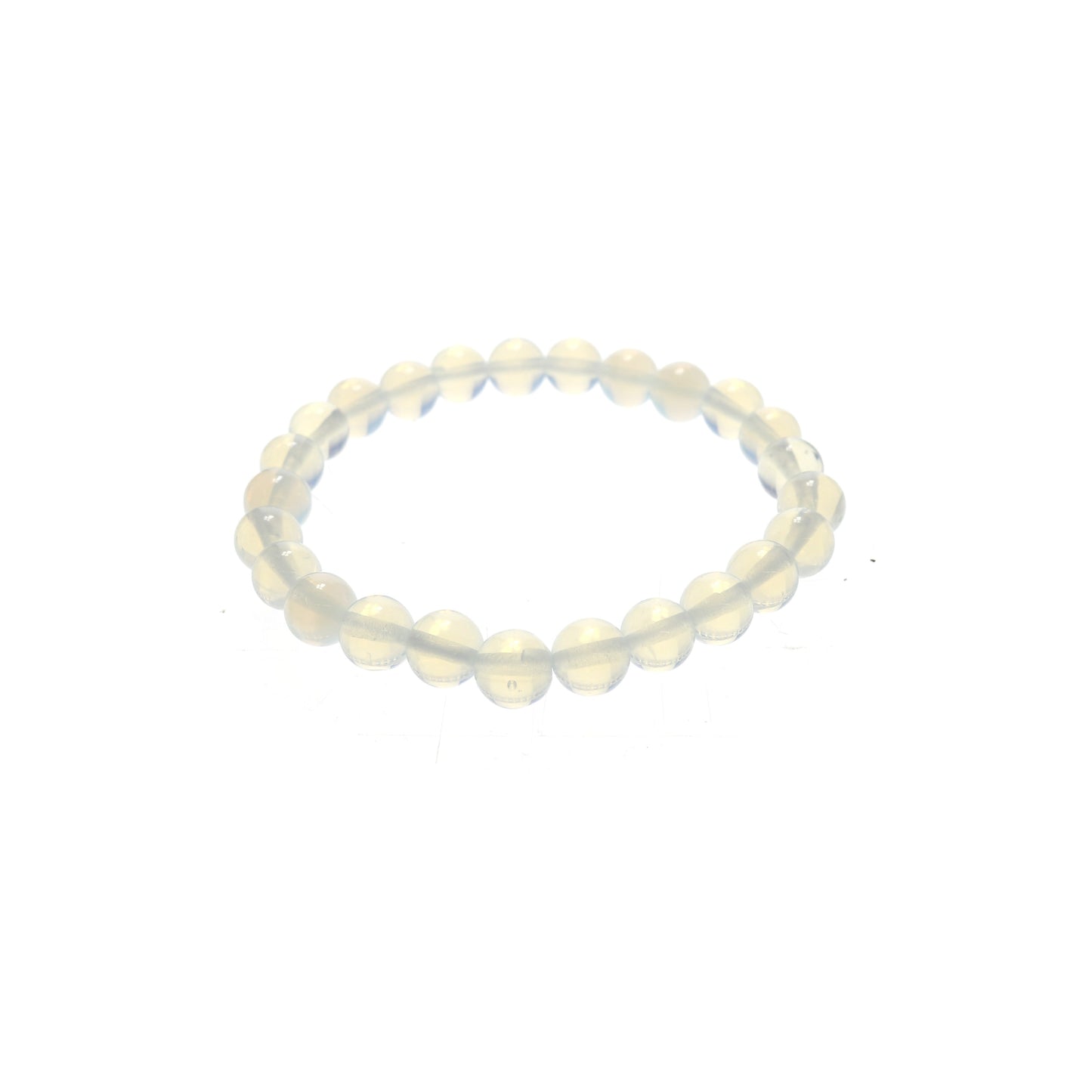 Soothing and transition-supporting opalite bracelet in milky iridescent white