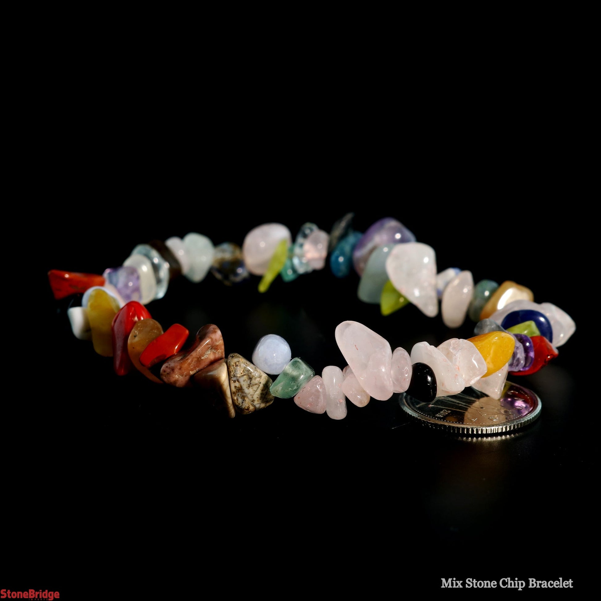 Mixed gemstone chip bracelet for balance, protection and positive energy