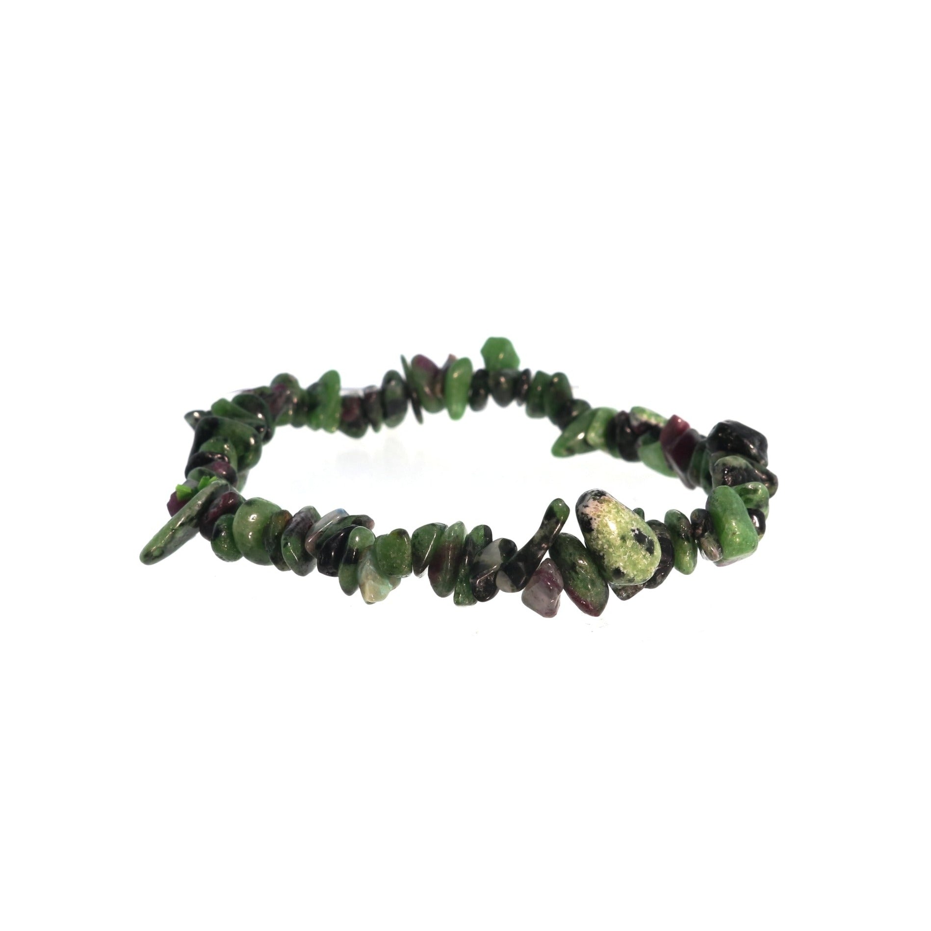 Passion and vitality-boosting ruby zoisite chip bracelet in green and red