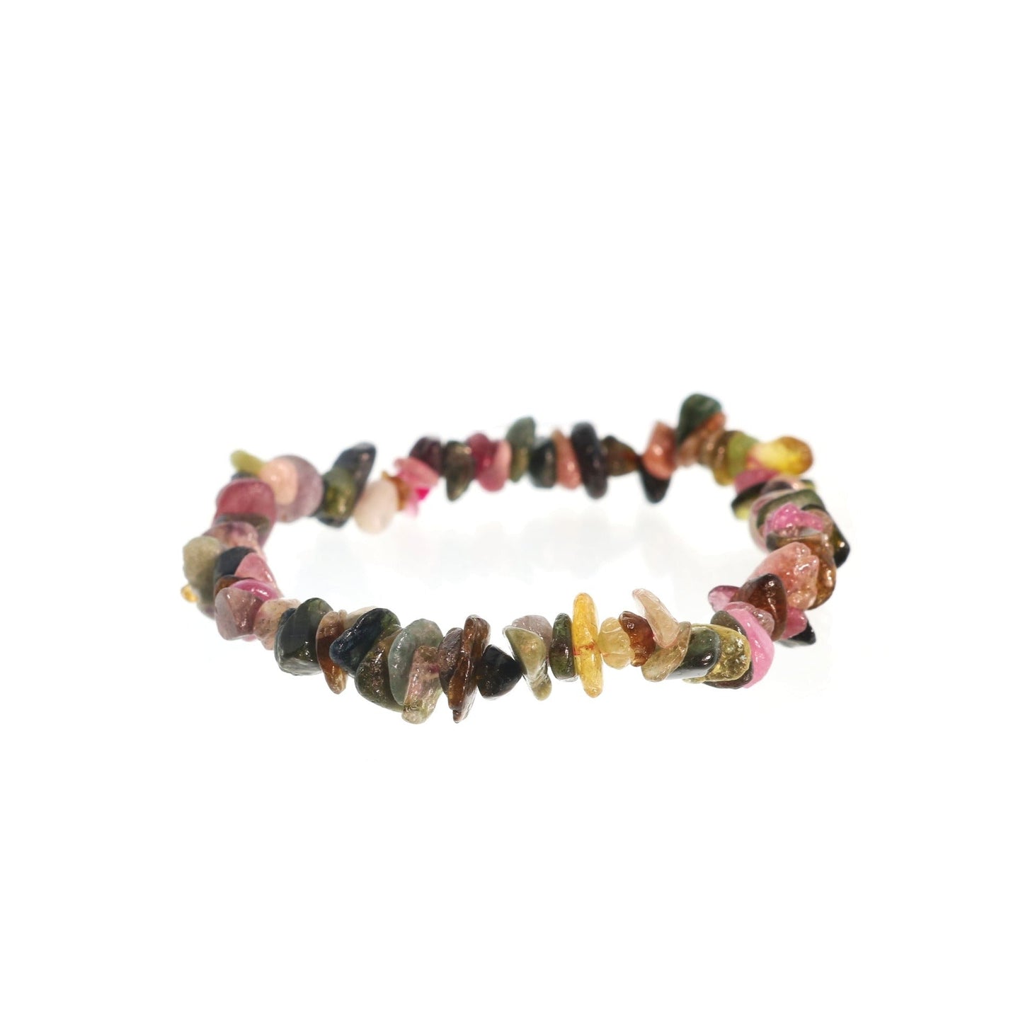 Joyful and balancing multi colour tourmaline chip bracelet in rainbow hues