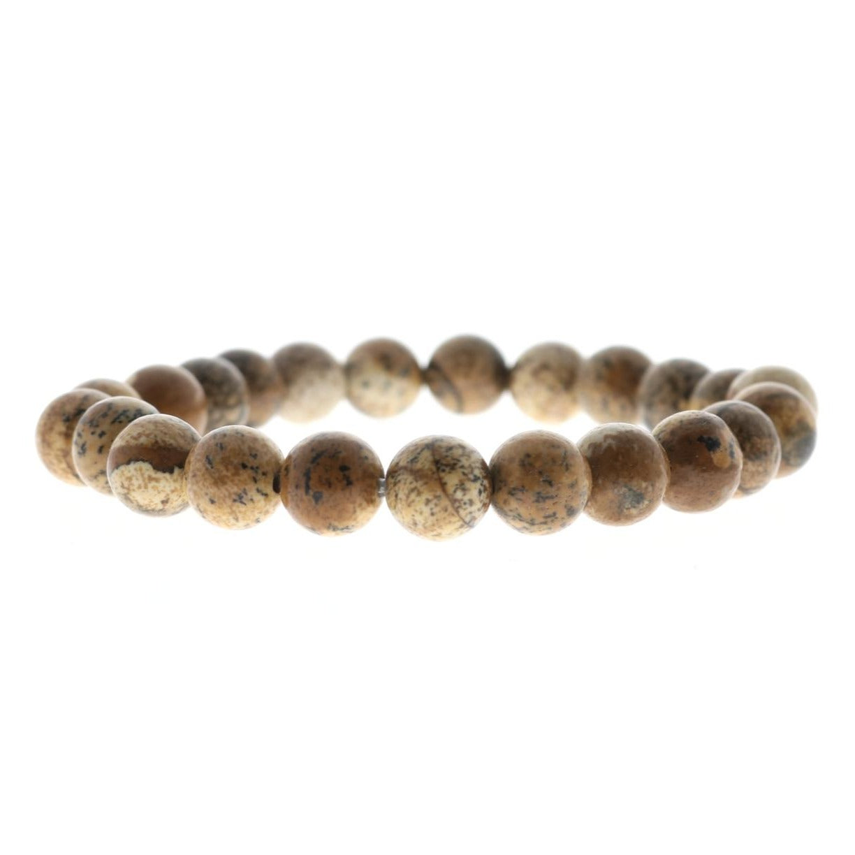 Grounding and vision-enhancing picture jasper bracelet in warm earth tones