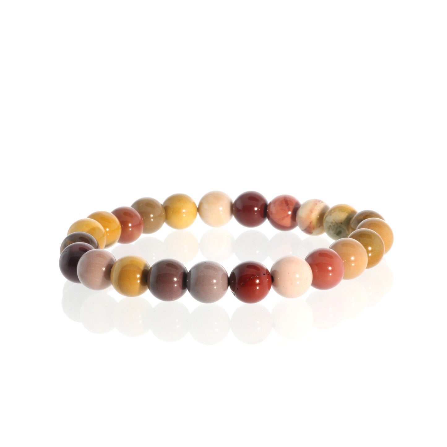 Adventurous and grounding mookaite jasper bead bracelet in warm earth tones