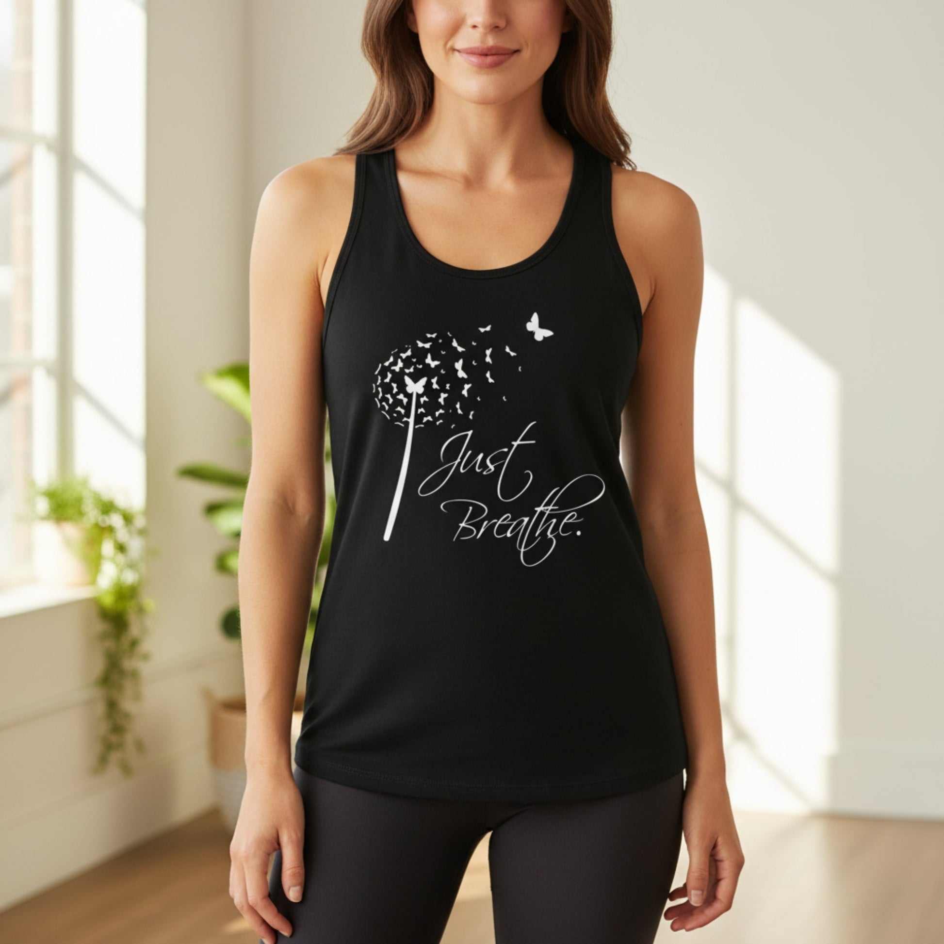 Just Breathe Butterfly Dandelion Tank Top - Best Life Apparel
