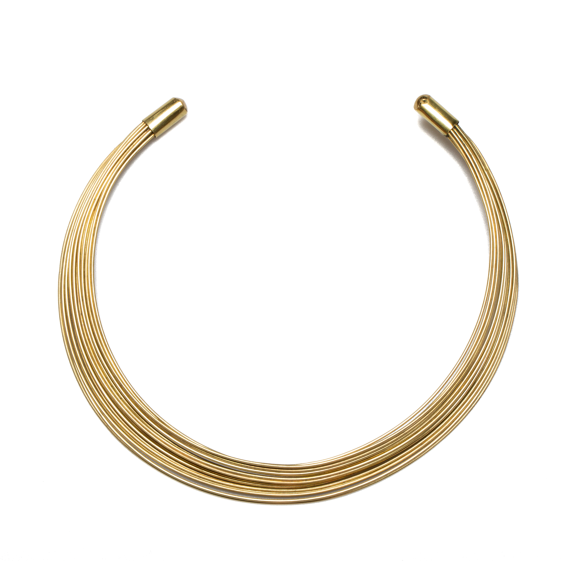 Gold wire collar statement necklace artisan boho jewelry