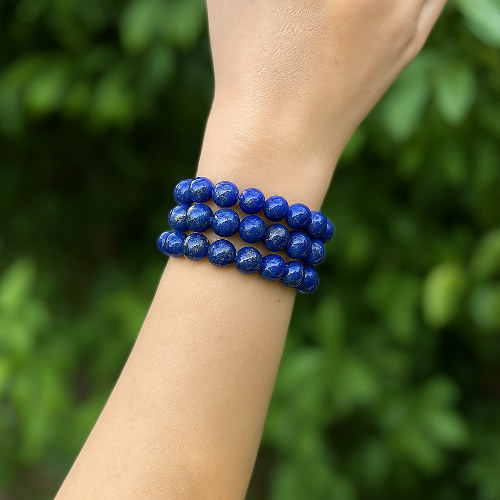 Lapis Lazuli gemstone bead bracelet for women — deep blue crystal bracelet for intuition and wisdom