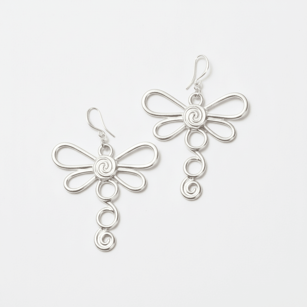 Large Dragonfly Earrings In Silver Plate - Best Life Apparel