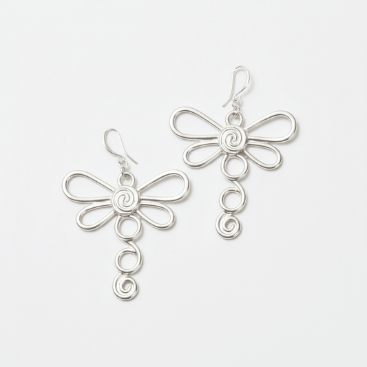 Large Dragonfly Earrings In Silver Plate - Best Life Apparel