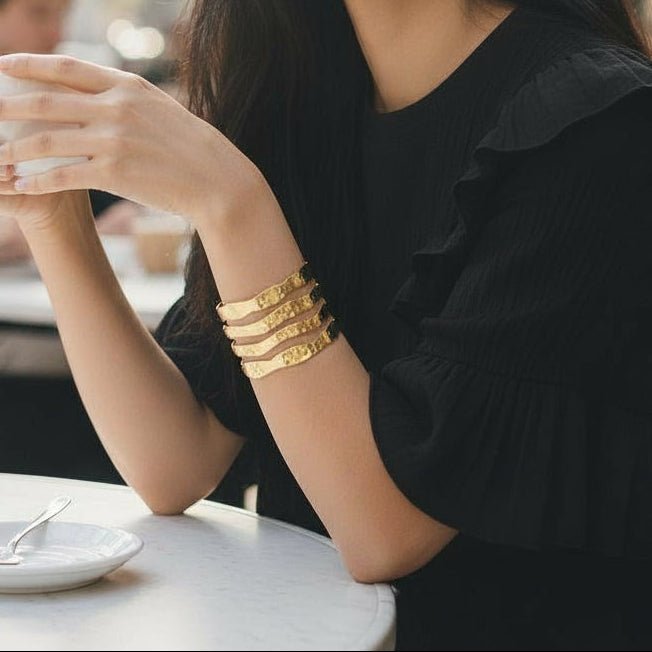 Large Four Bar Cuff - Gold Stainless Steel - Best Life Apparel