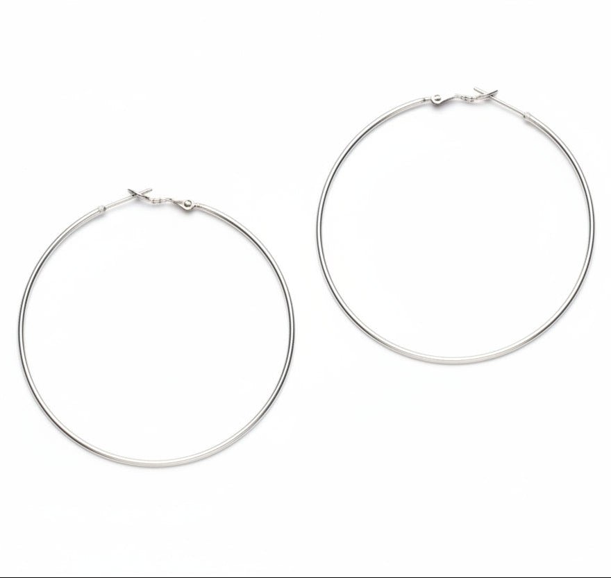 Large Hoop Earrings - Silver Plate - Best Life Apparel