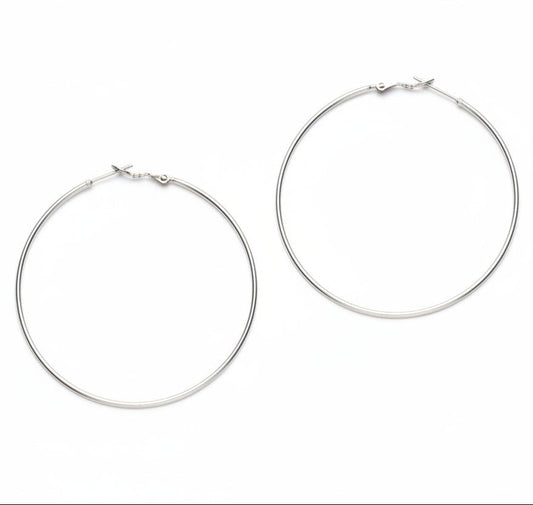 Large Hoop Earrings - Silver Plate - Best Life Apparel