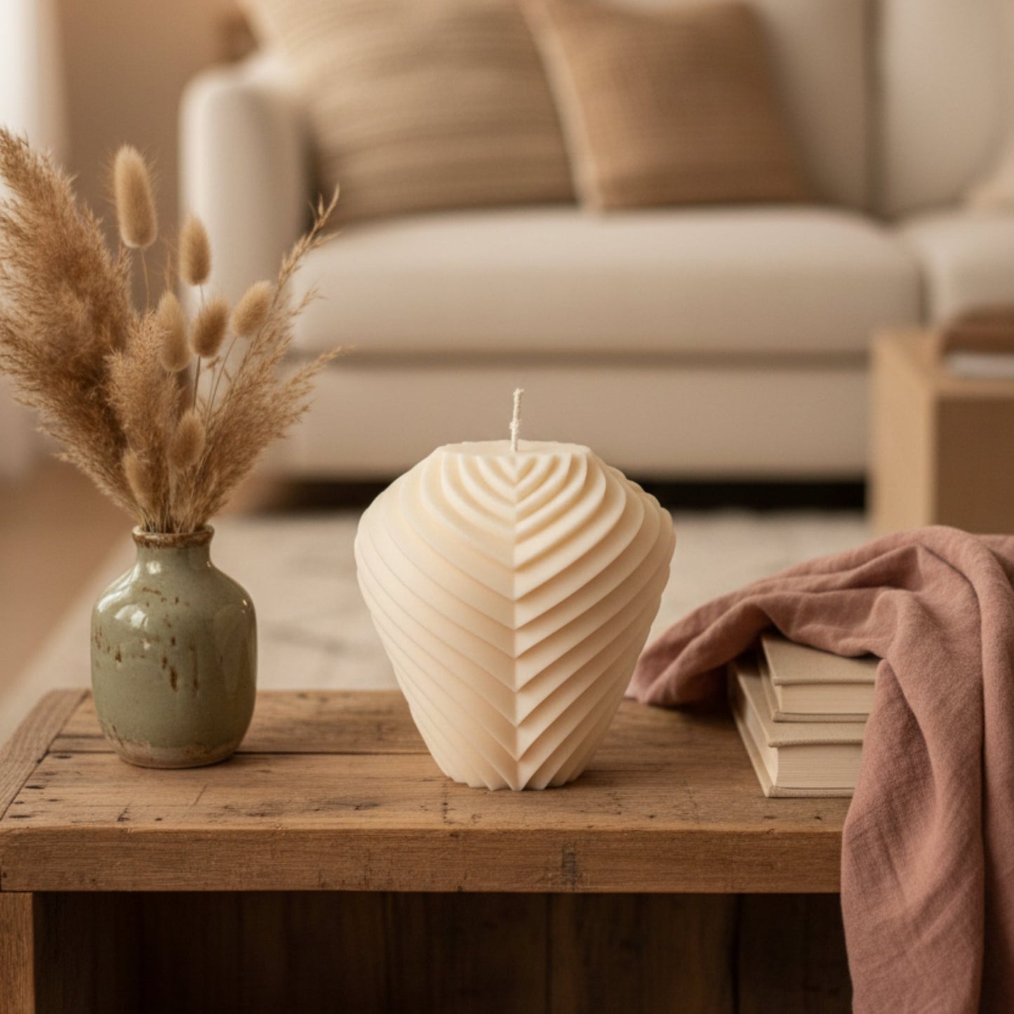 Large Ribbed Soy Candle | Pillar Candle - Best Life Apparel