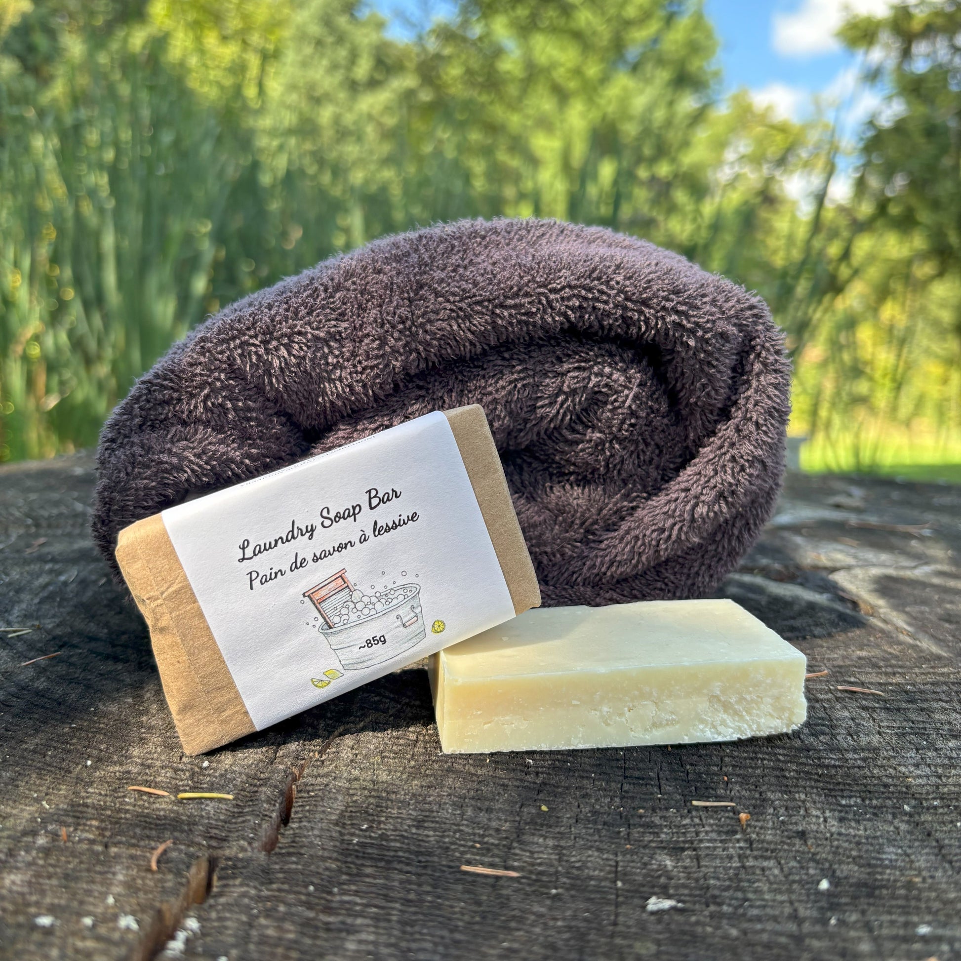 All natural eco-friendly laundry soap bar — plastic-free handmade laundry bar for travel and camping, zero waste soap Canada