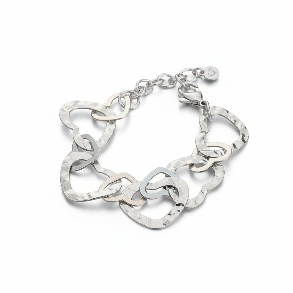 Linked Heart Bracelet - Silver Color Stainless Steel - Best Life Apparel
