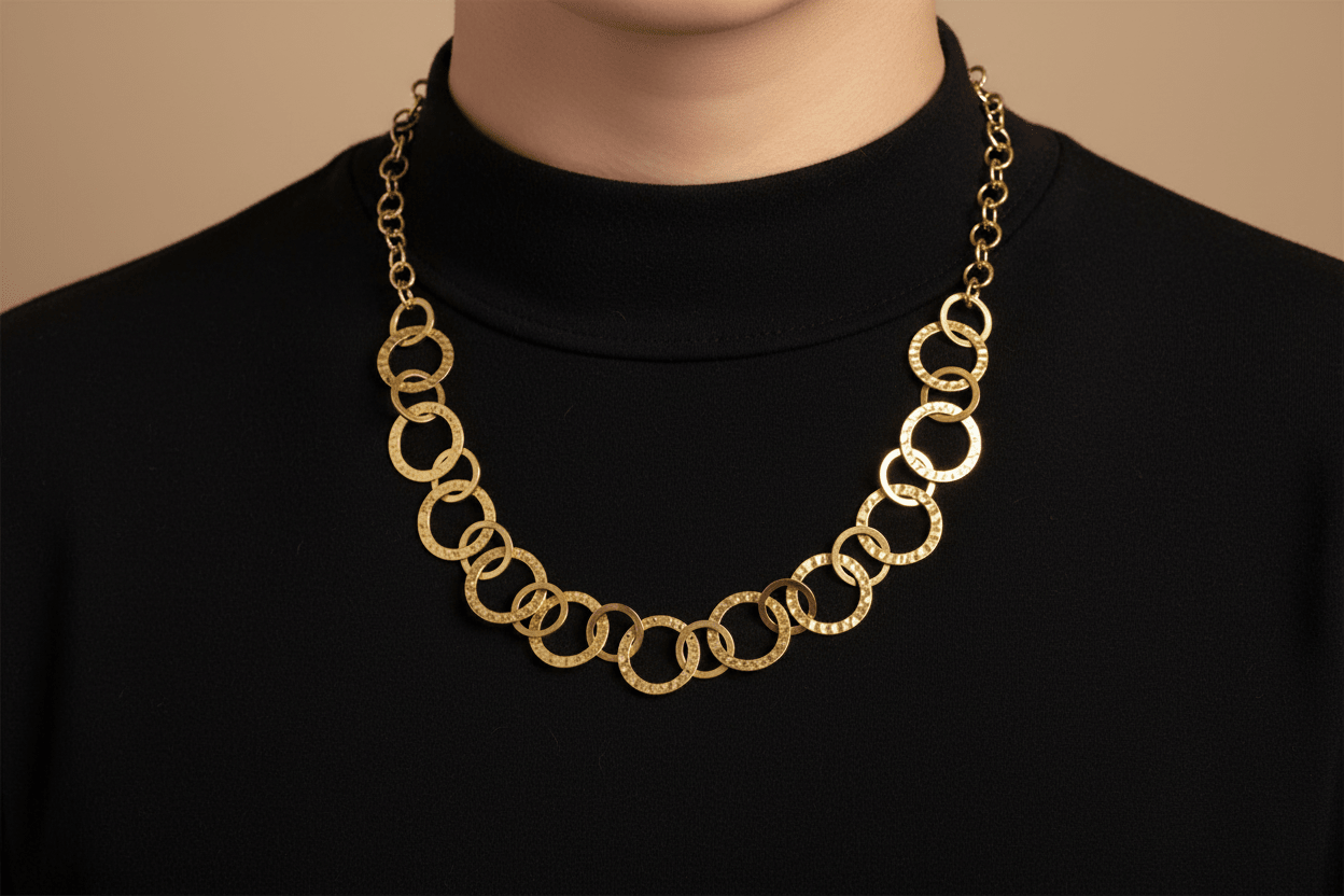 Linked Hoop Necklace - Gold Stainless Steel - Best Life Apparel