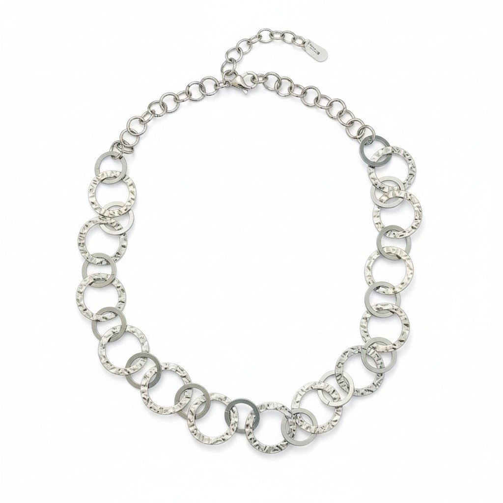 Linked Hoop Necklace - Silver Color Stainless Steel - Best Life Apparel