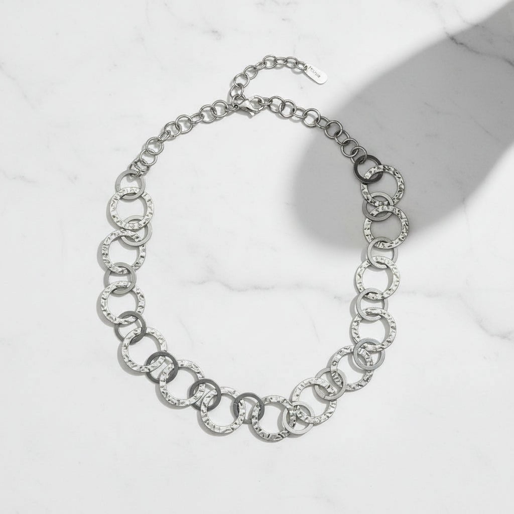 Linked Hoop Necklace - Silver Color Stainless Steel - Best Life Apparel