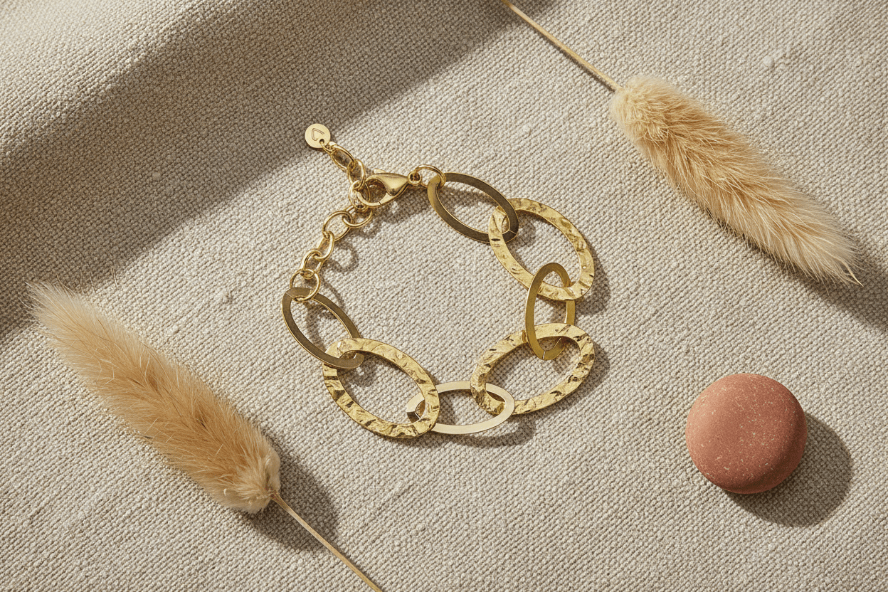 Linked Oval Bracelet - Gold Stainless Steel - Best Life Apparel