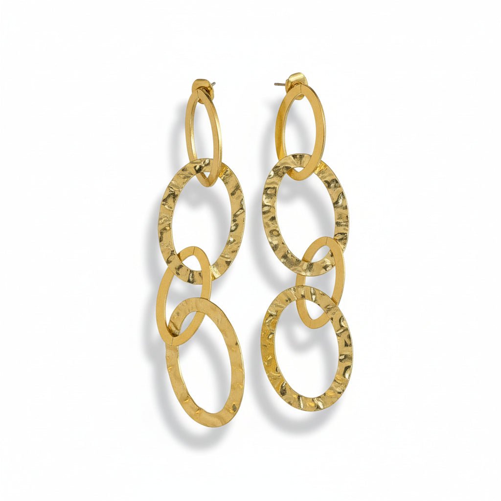 Linked Oval Earrings - Gold Stainless Steel - Best Life Apparel