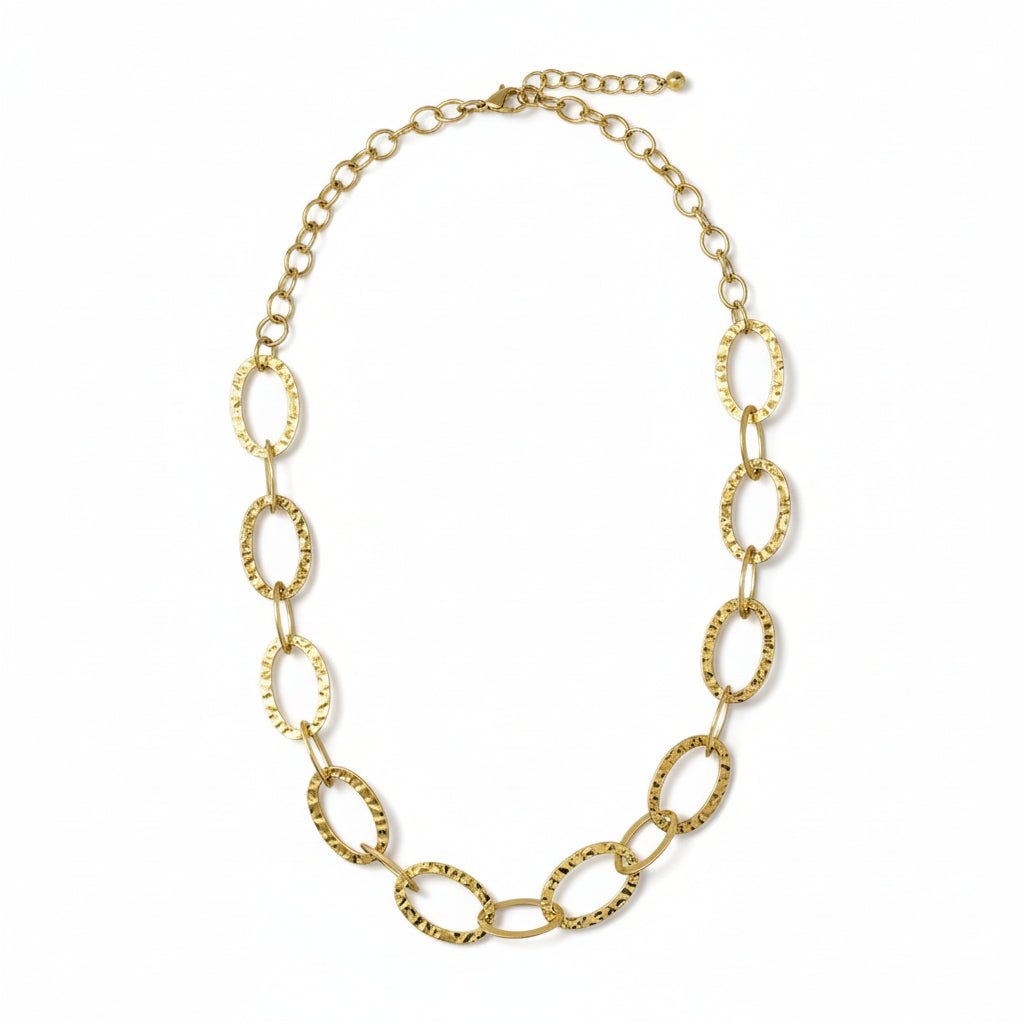 Linked Oval Necklace - Gold Stainless Steel - Best Life Apparel