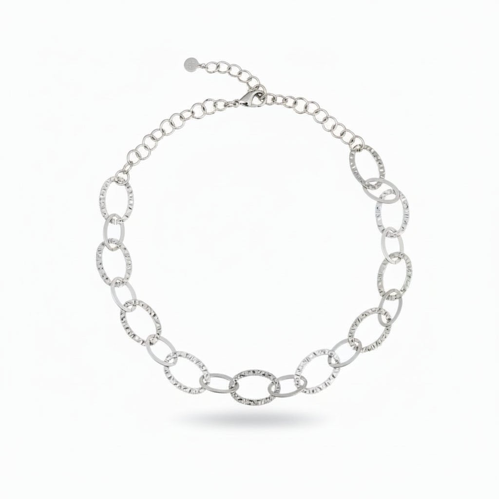 Linked Oval Necklace - Silver Color Stainless Steel - Best Life Apparel