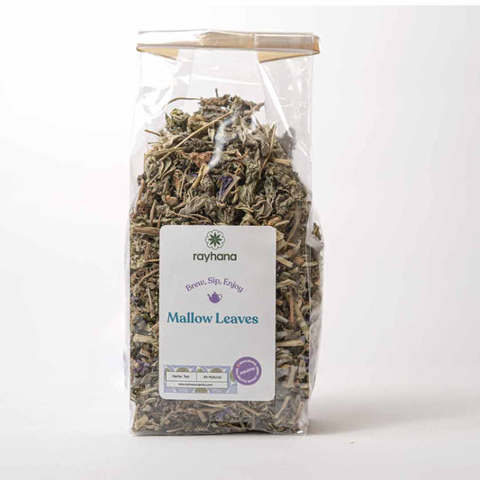 Soothing mallow leaves herbal tea — whole cut dried leaves for digestive and respiratory comfort