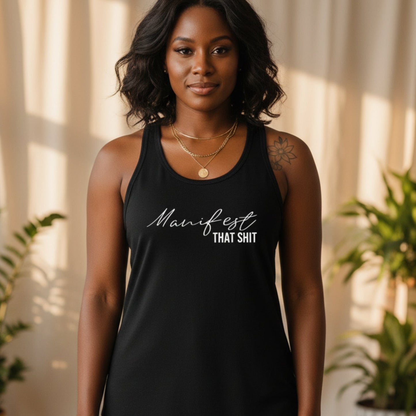 Women's Manifest That Shit racerback tank — manifestation gift for women, law of attraction tank top for her