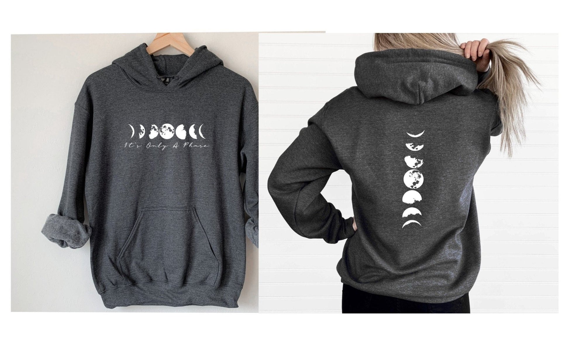 Moon Phases Hoodie - Its Only A Phase - Best Life Apparel