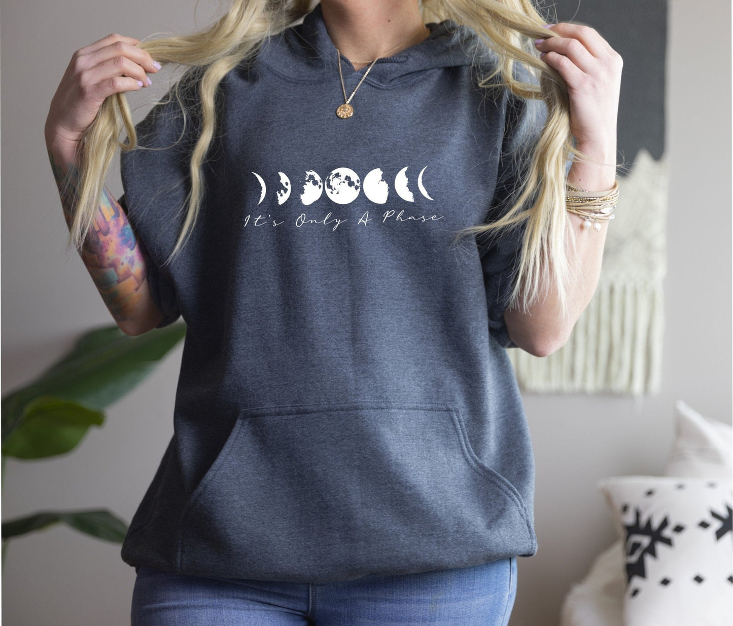 Moon Phases Hoodie - Its Only A Phase - Best Life Apparel