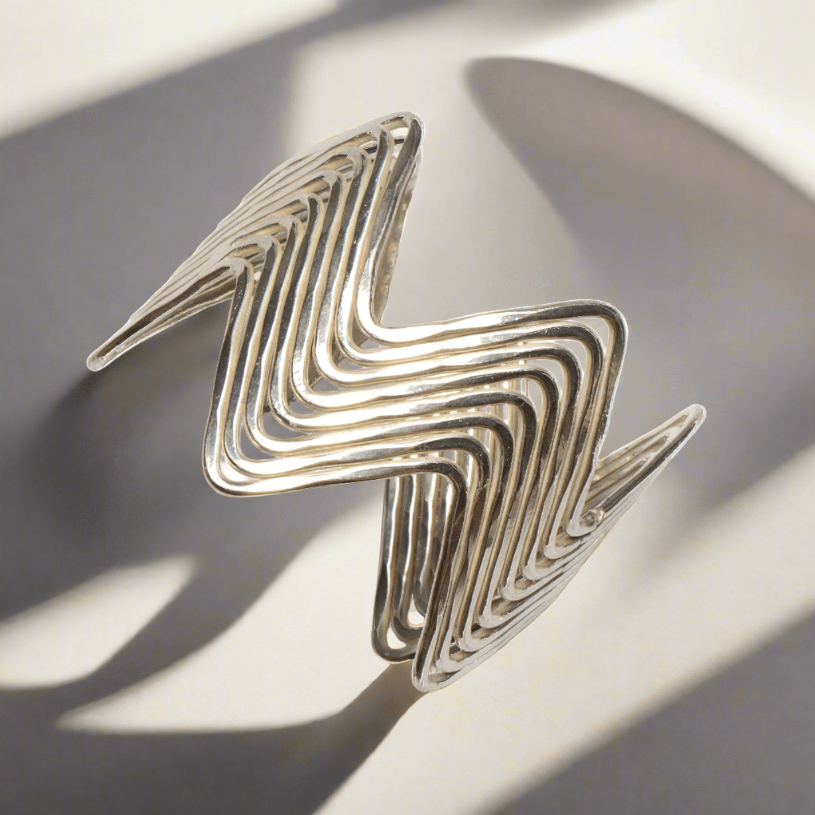 Multi Strand Wave Metal Cuff - Silver Color - Best Life Apparel