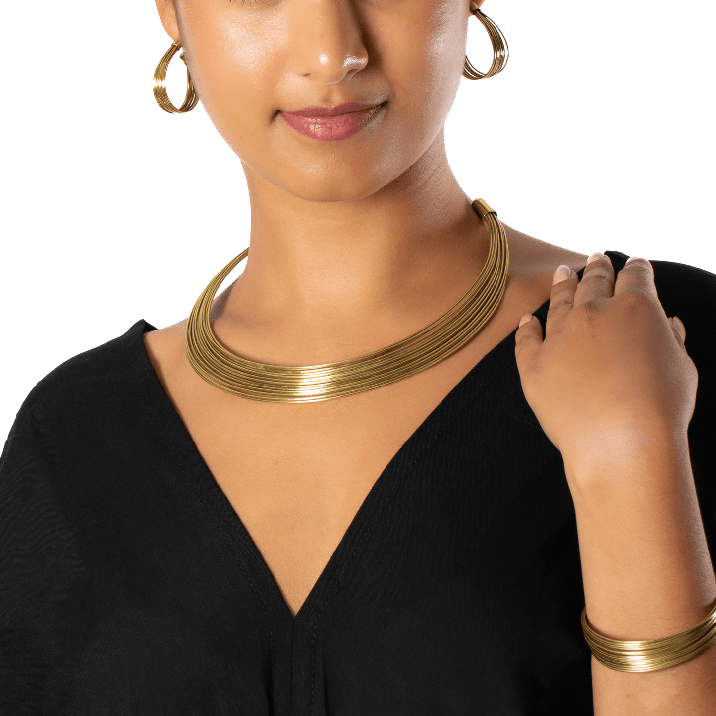 Multi Strand Wire Metal Collar Necklace - Gold Color - Best Life Apparel
