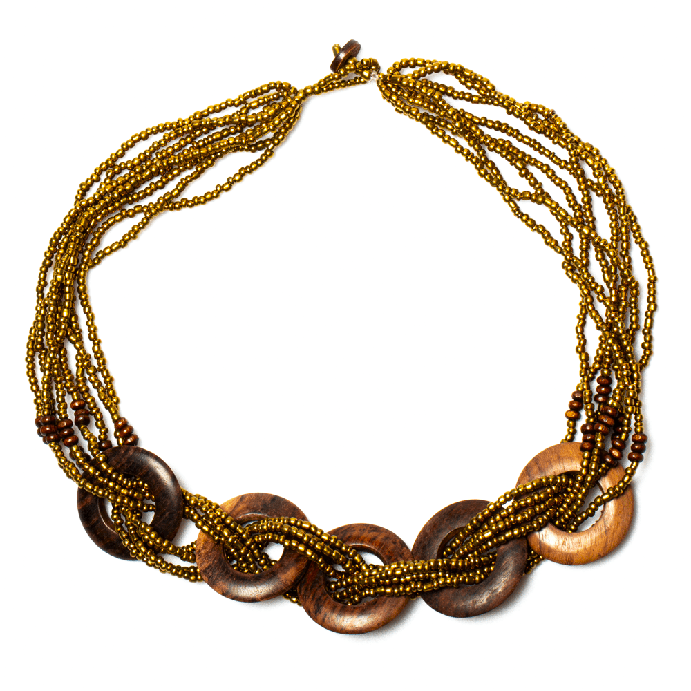 Multi Strand Wooden Ring Necklace - Best Life Apparel