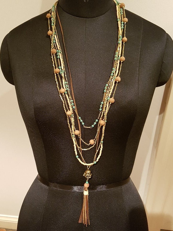 Multi String Antique Gold Buddha Necklace - Handcrafted in India - Best Life Apparel