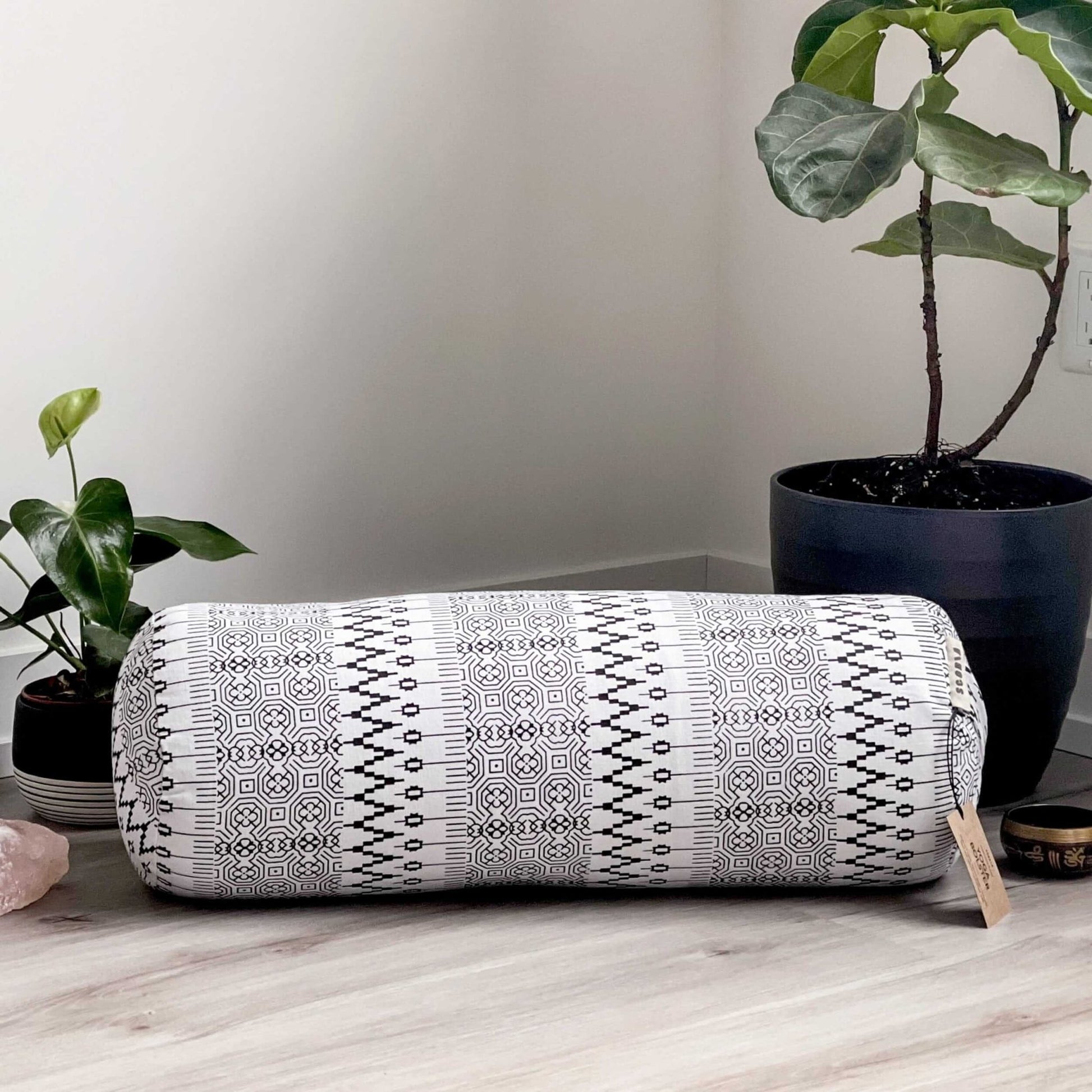 Natural & Organic Yoga Bolster | Black & White Print - Best Life Apparel