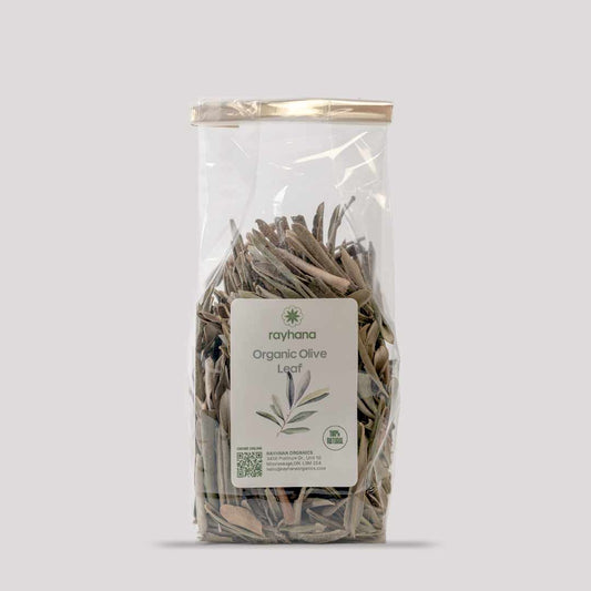 Antioxidant-rich organic olive leaf herbal tea — dried whole leaves for immune support and natural wellness