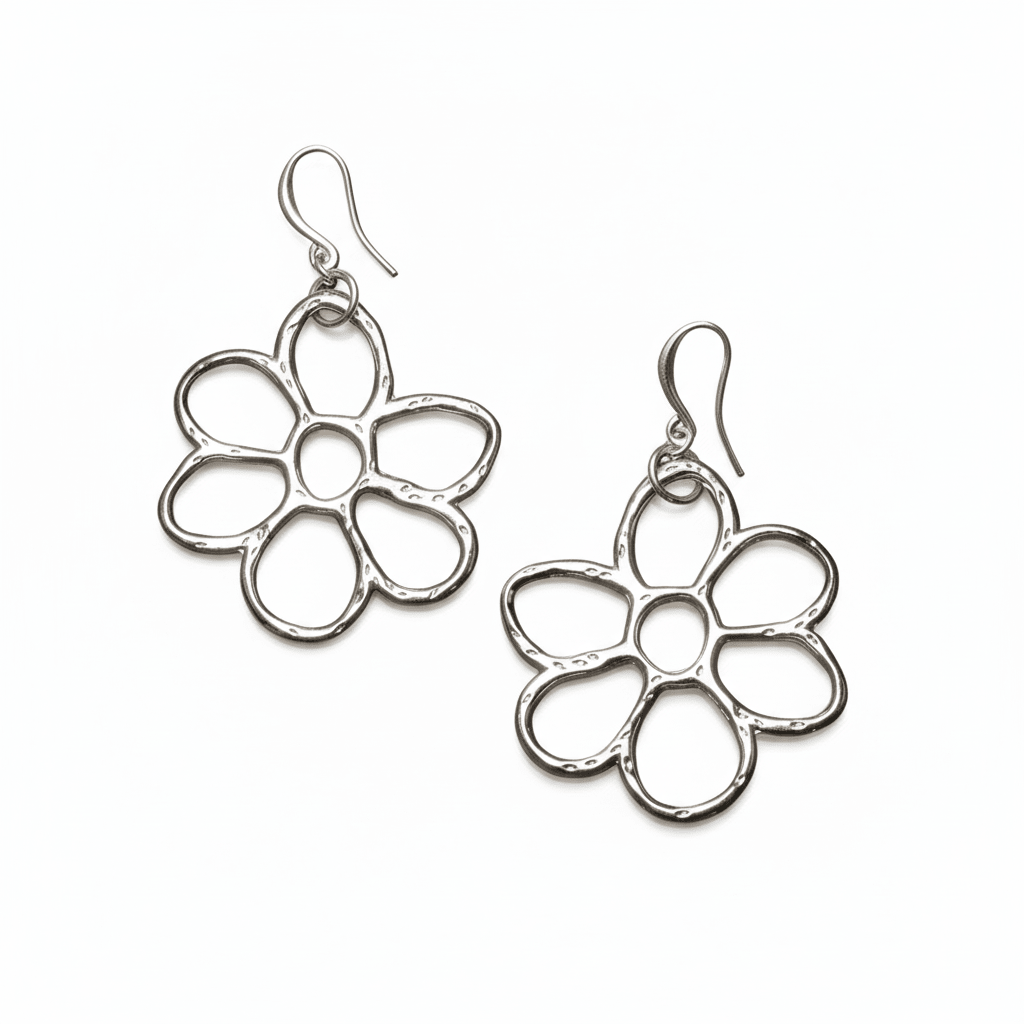 Open Flower Earrings - Silver Plate - Best Life Apparel