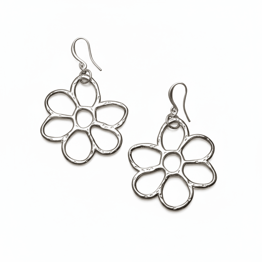 Open Flower Earrings - Silver Plate - Best Life Apparel