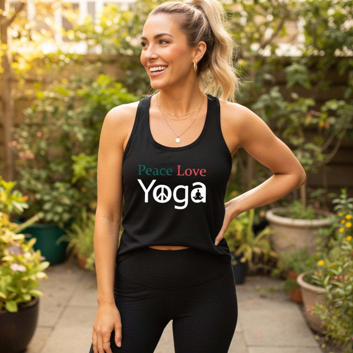 Peace Love Yoga Racerback Tank Top - Best Life Apparel