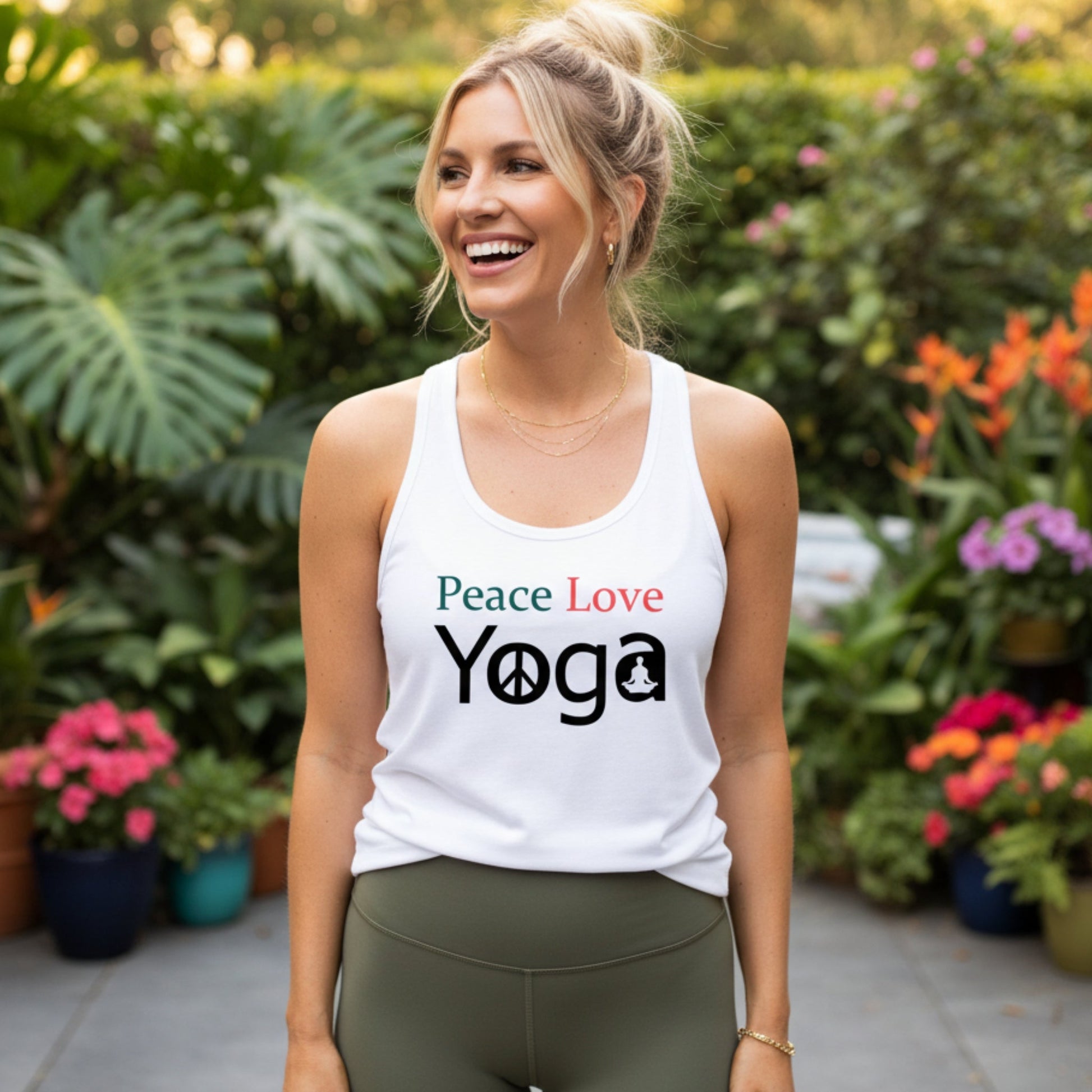 Peace Love Yoga Racerback Tank Top - Best Life Apparel