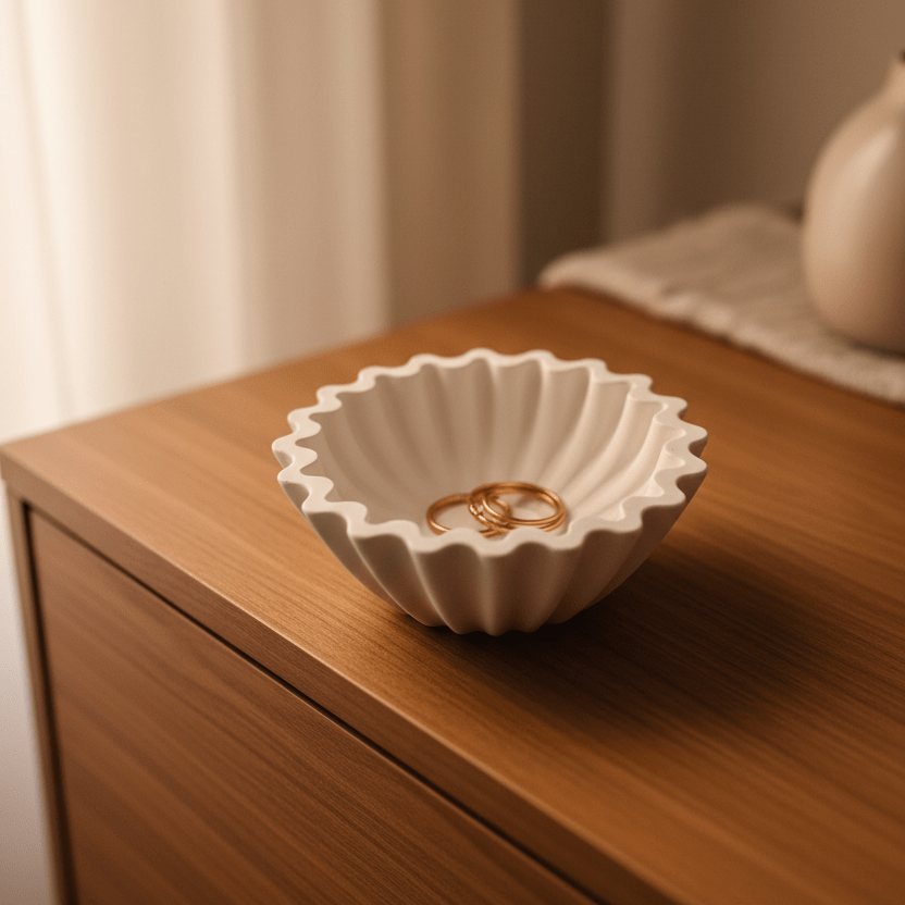 Pleated Geometric Jesmonite Tray | Sculptural Jewelry Dish - Best Life Apparel