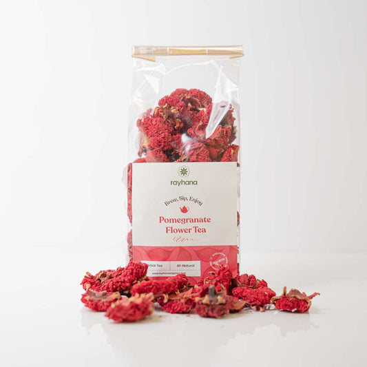 Pomegranate Flower Herbal Tea – Whole Dried Blossoms - By Reyhana Organics - Best Life Apparel