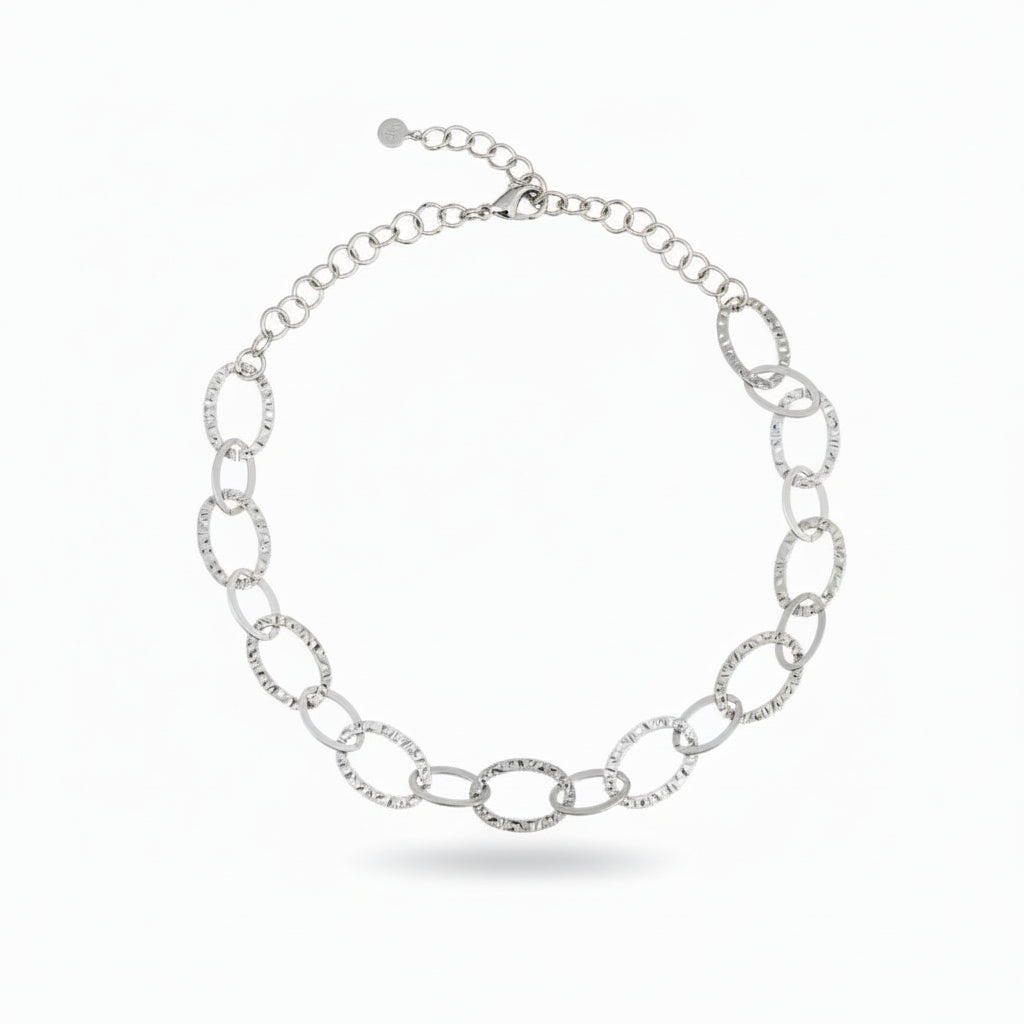 Silver oval link chain necklace minimalist artisan jewelry