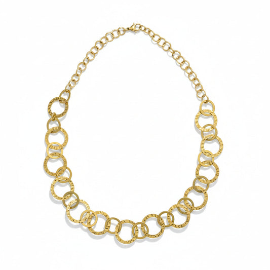 Gold stainless steel linked hoop necklace Bali handmade