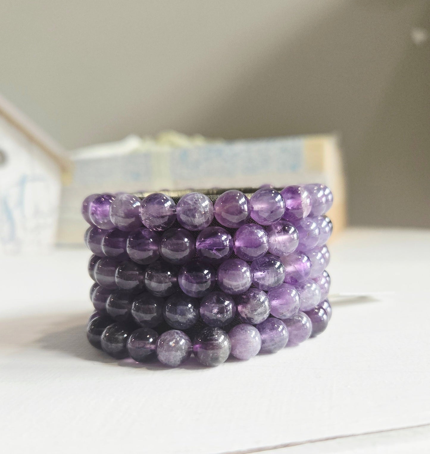 Amethyst gemstone bracelet for women — purple crystal bead bracelet for calm and spiritual clarity
