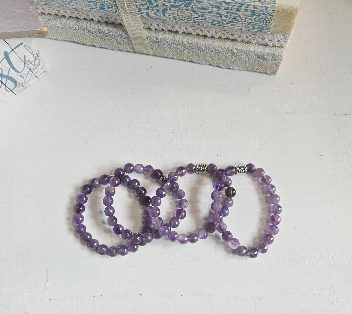 Natural amethyst bracelet with deep purple beads — healing crystal bracelet for spiritual growth