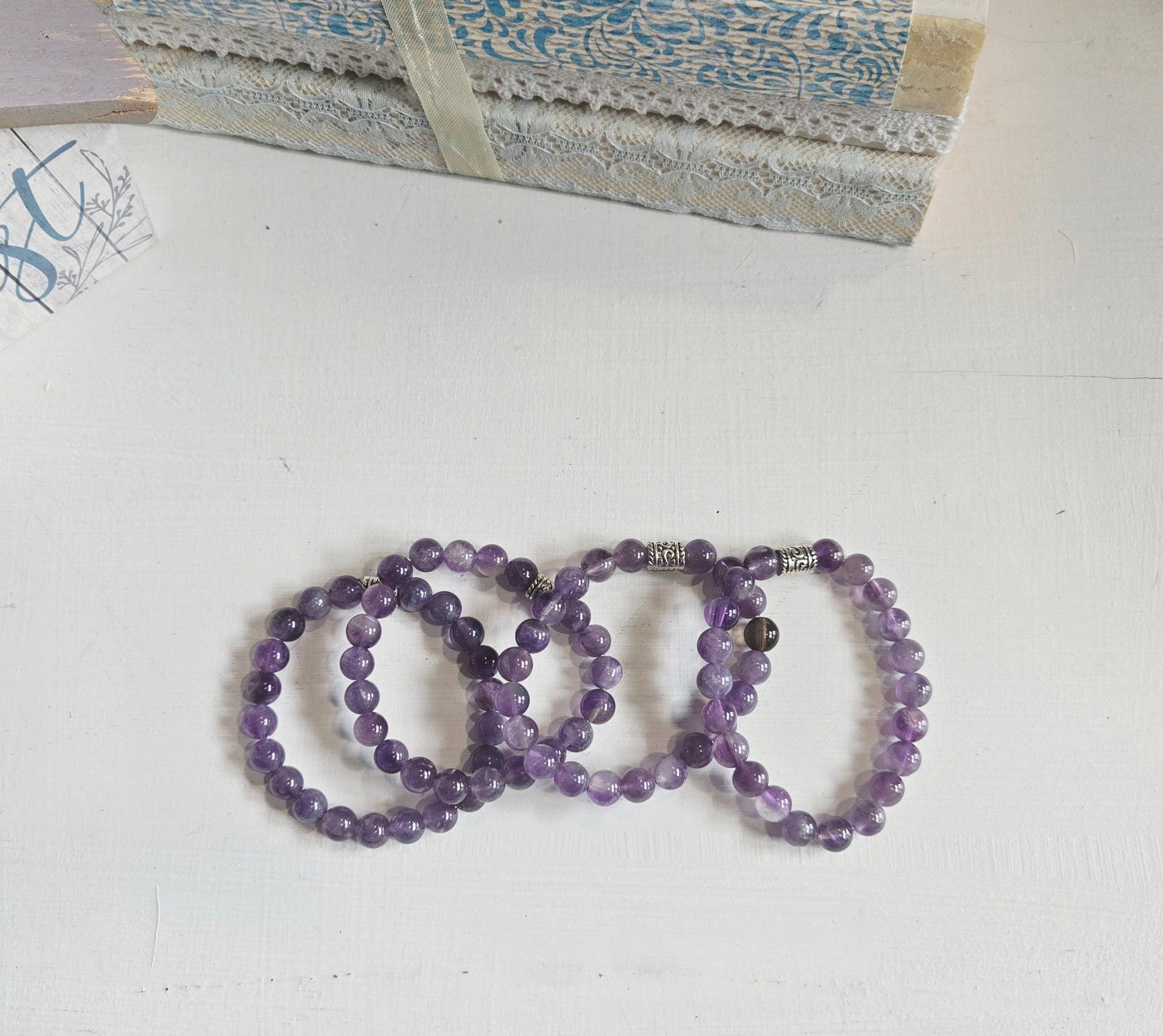 Natural amethyst bracelet with deep purple beads — healing crystal bracelet for spiritual growth