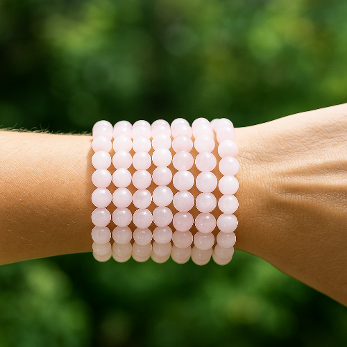 Rose Quartz pink bead bracelet for women — stone of love crystal bracelet for self-love and romance