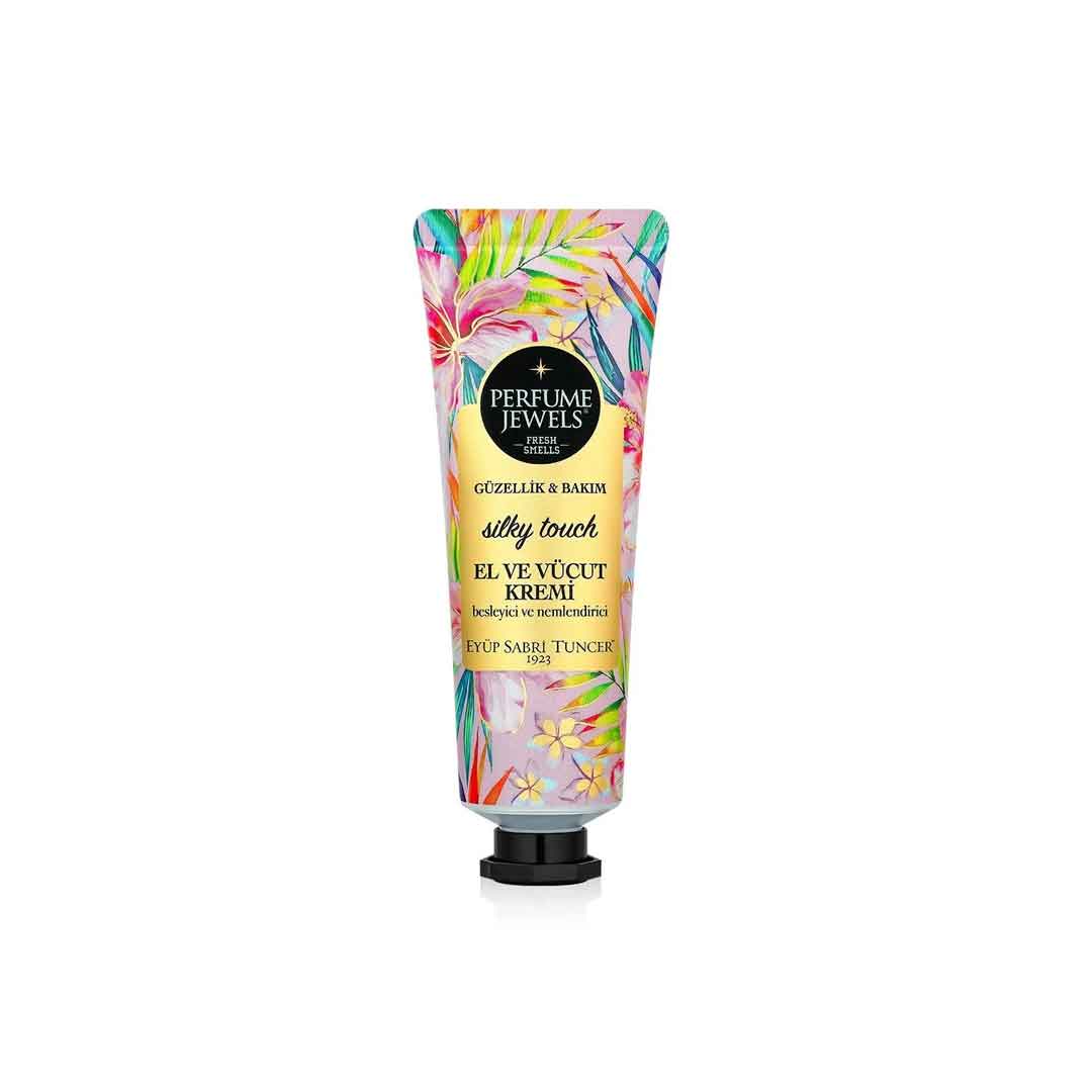 Silky Touch Hand & Body Cream – 50 ml with colorful packaging on a white background